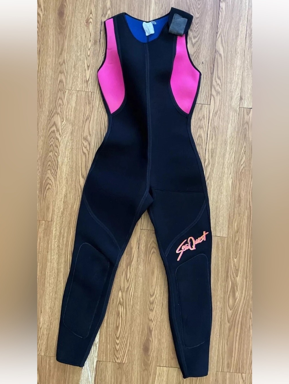 SeaQuest Women's Black and Pink Neoprene One-Piece Wetsuit